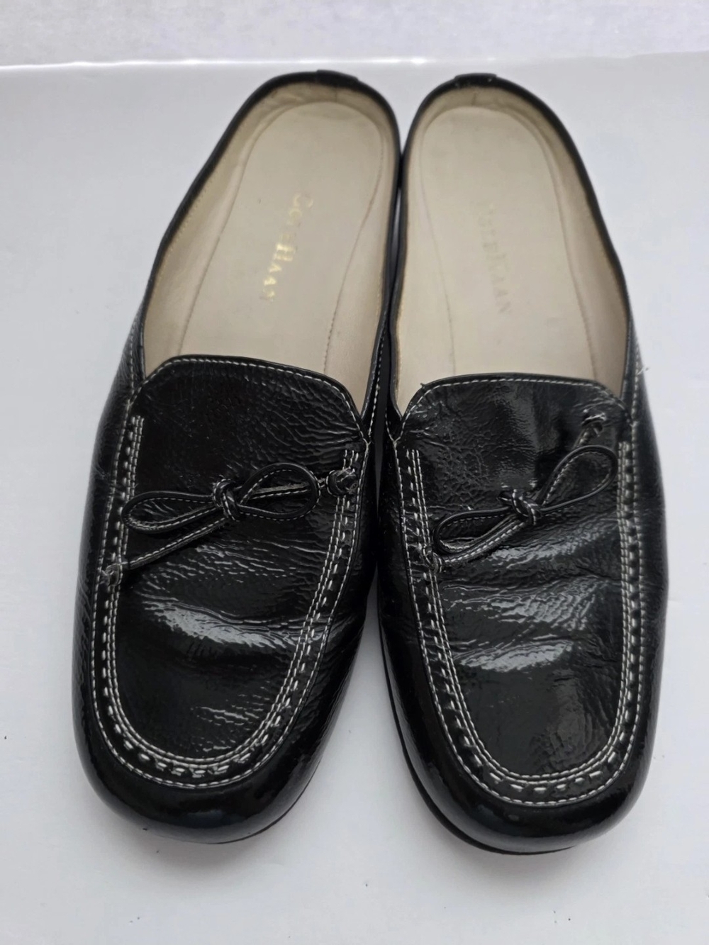 Cole Haan Women's Mules In Black Patent Leather Slip On Loafers Shoes Sz 9.5AA